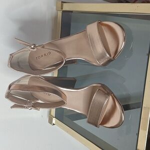 Torrid rose gold two strap tapered heels size 8.5 w